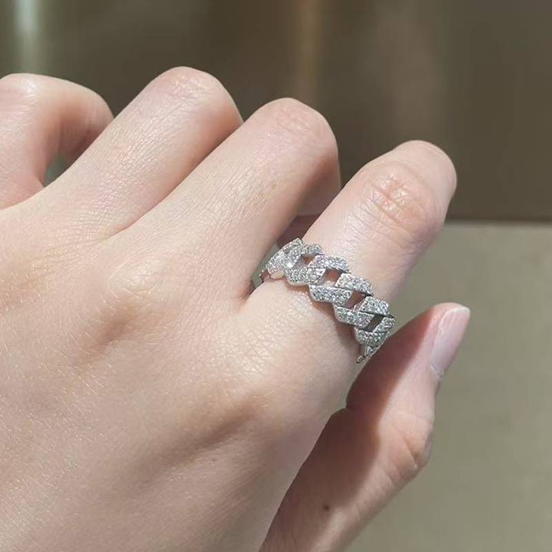 排戒S925银镀白金Women's Ring定制选款副石Moissanite0.95ct
